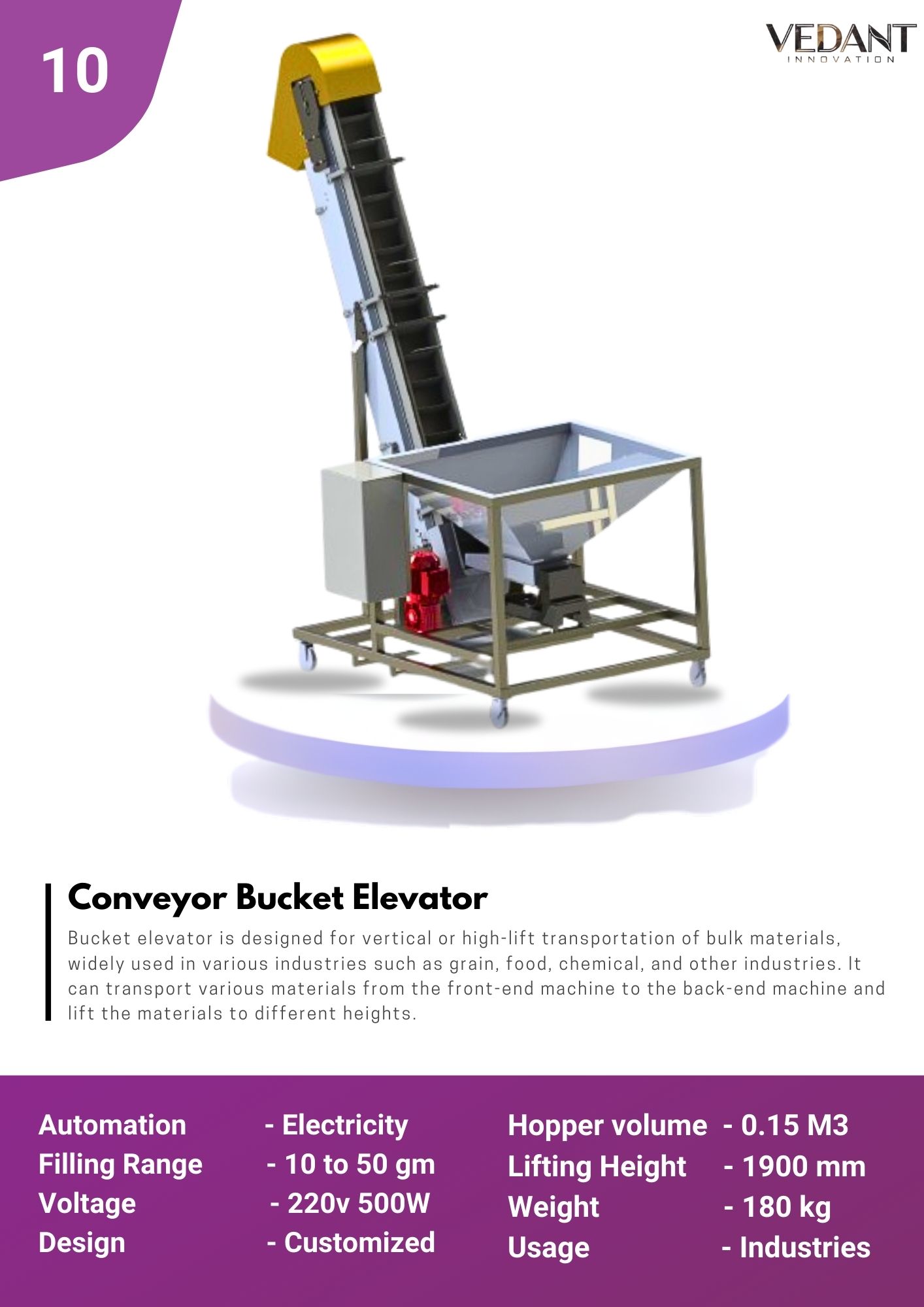 Bucket elevator conveyor